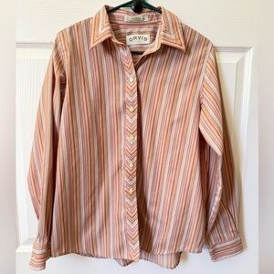 ORVIS women’s striped cotton button down long sleeve‎ shirt size 12